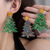 Christmas Fashion Trend Christmas Tree Diamond Bead Chain Earrings Delicate Sequins Stars Creative Design Earrings Women