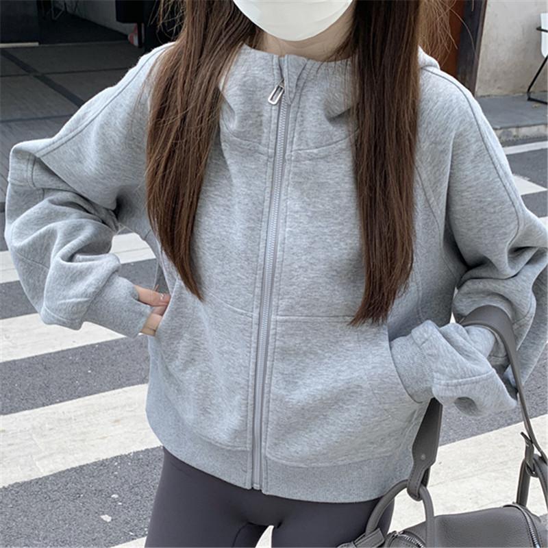 Hooded sweater jacket women's autumn and winter lazy season, casual short top