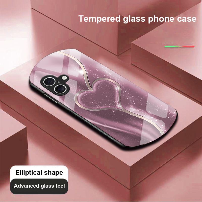 Gradual Love Big For Apple IPhone 16 11 13 15 14 Pro Max 12 Mini 7 8 Plus XR X XS SE Elliptical Shaped Tempered Glass Phone Case