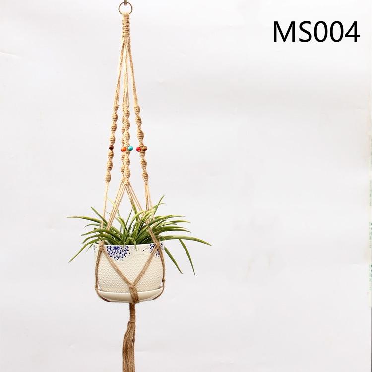 Flower Pot Hemp Rope Hanging Net Straw Macrame Plant Hanger Flower Pot Garden Holder Legs Hanging Rope Basket Balcony Decor