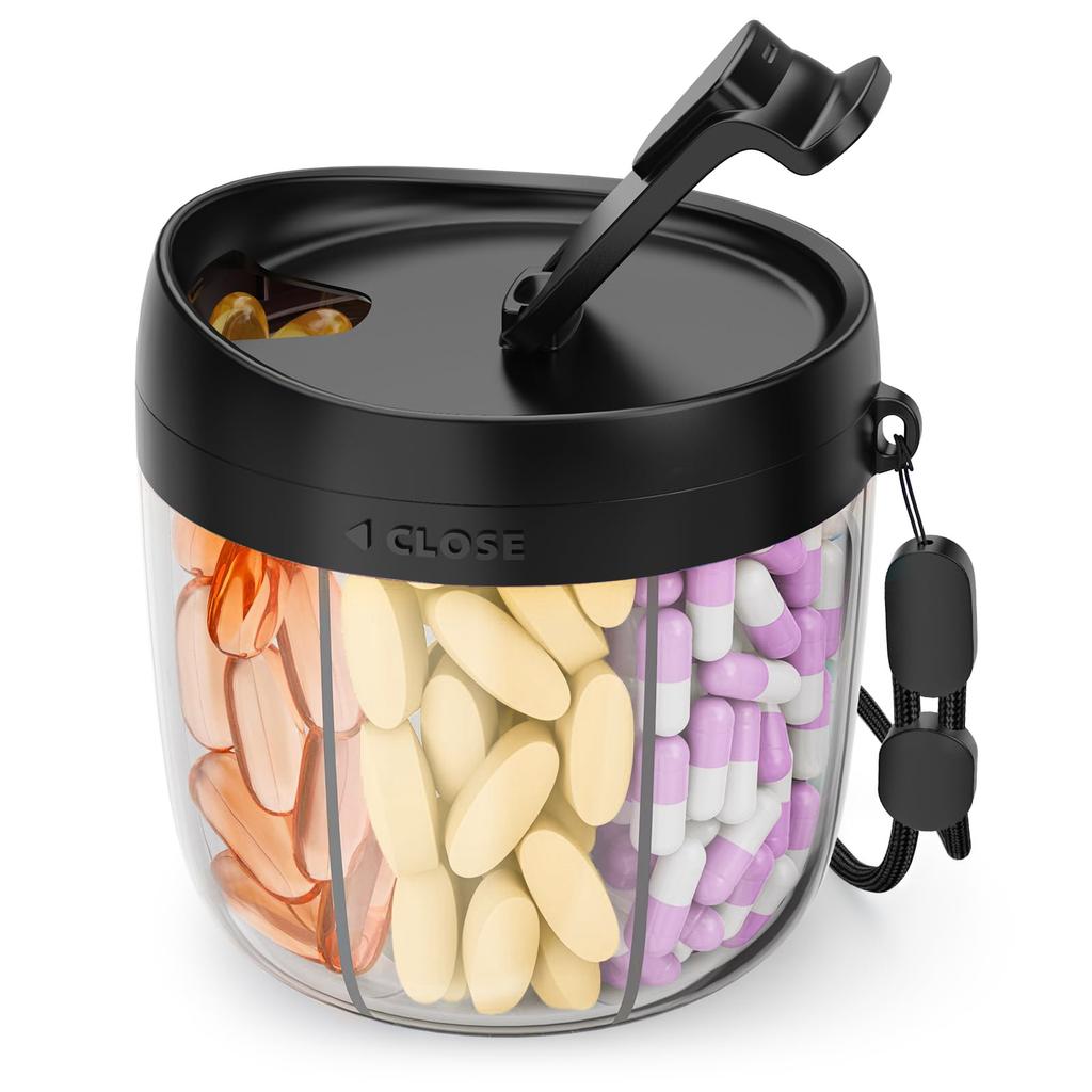Cute Large Pill Dispenser Storage Container Anti-Mix Moisture-proof Portable Travel Bottle Organizer With Wide Opening Easy Use