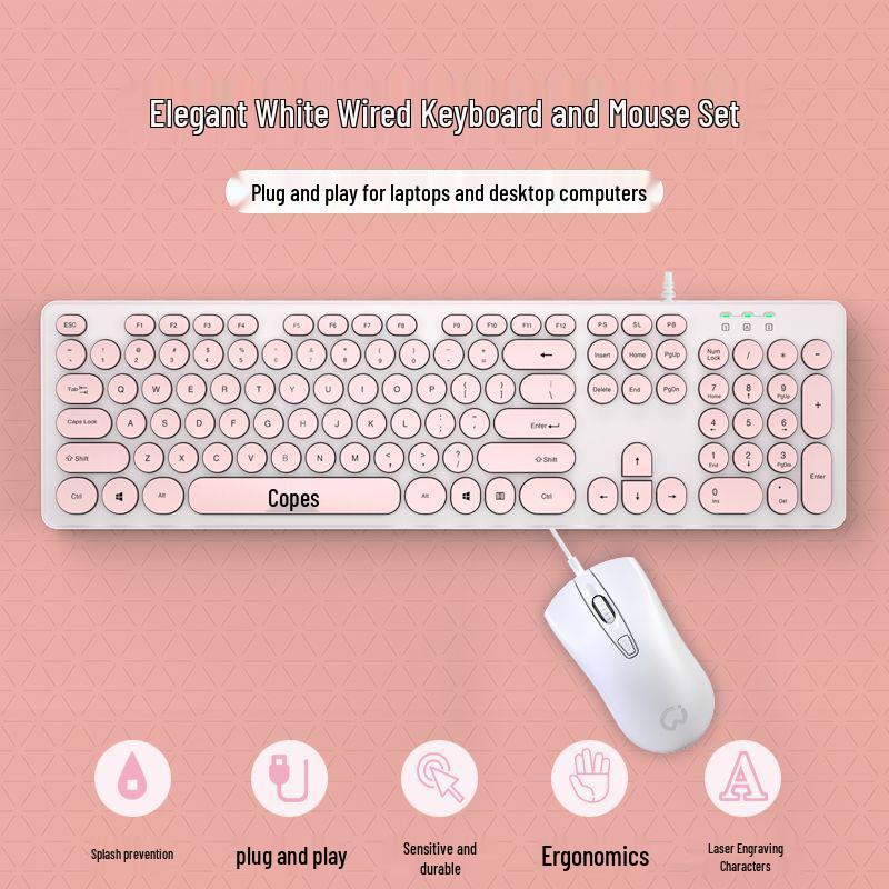 Silent Wired Chocolate Punk Keyboard - USB for Home, Office, Gaming, and Typing