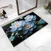 3D Visual Flower Diatom Mud Floor Rug Realistic Floral Doormat Anti-Slip Absorbent Mat for Bedroom Kitchen Bathroom Sofa Coffee Table