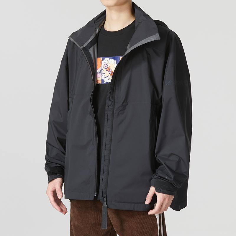 adidas C MysShelter RRL Striped Logo Print Zip Jacket With Detachable Hood Unisex Jacket Black HG6039