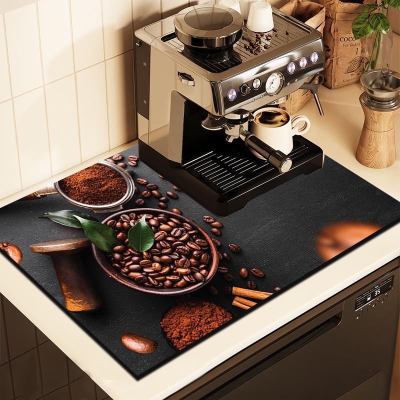 American Minimalist Non-Slip Coffee Maker Mat - Absorbent & Quick-Drying for Dining Table, Bar, or Kitchen Countertop