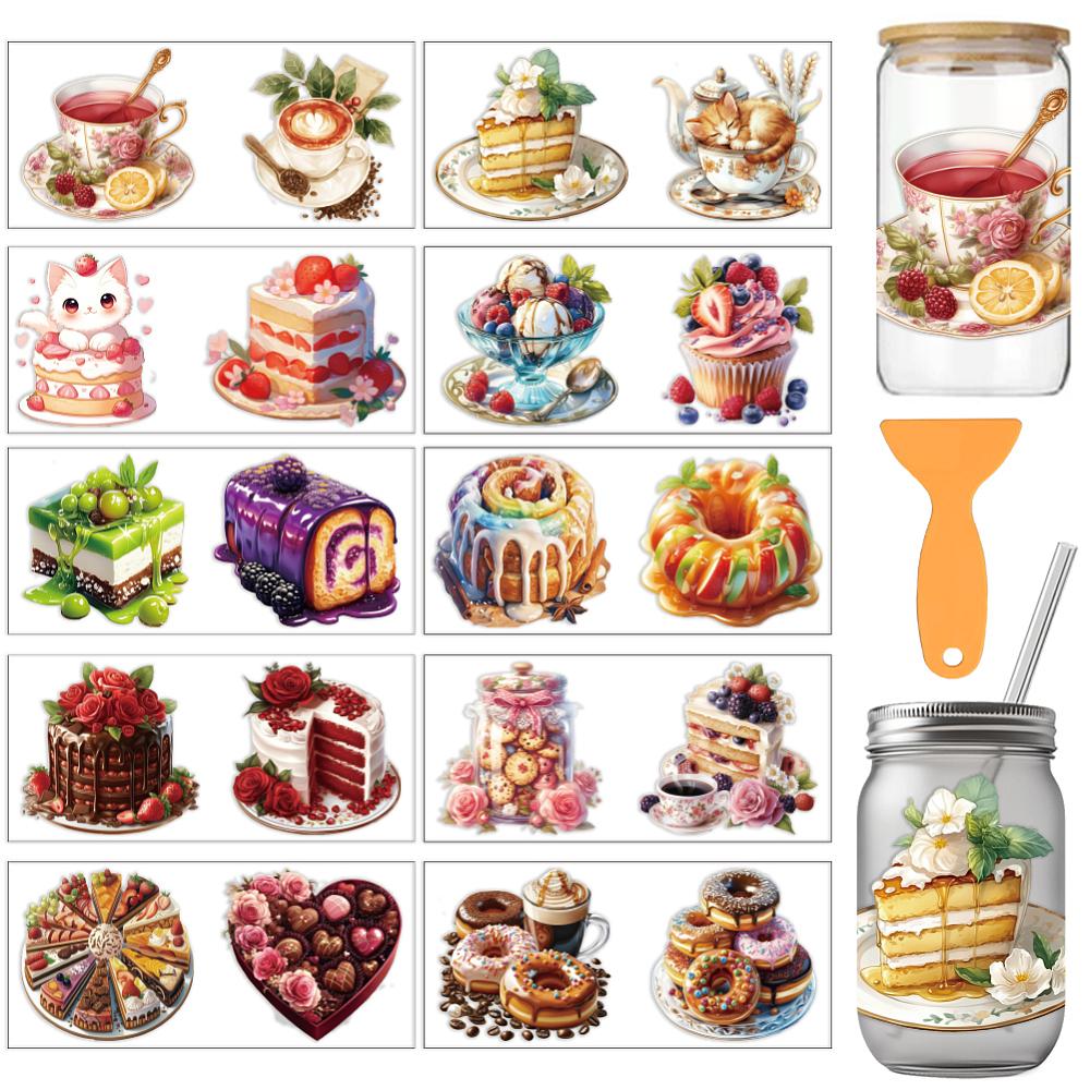 PVC DIY Heat Transfer Paper for UV Sublimation Cup Food 110x240mm 10 style 1pc/style 10pcs/set