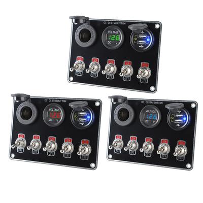 Panneau de Commutation à Bascule à Bascule Multi-Fonctions 5 Gang Chargeur USB Système de Relais de Commande Étanche Contrôle de Circuit Bateau Camion Camping-car