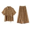 DIMANAF 2026 Plus Size Summer Pants Suits Women Sets Suits Loose Tops Shirts Long Pants Loose Casual Print Clothing
