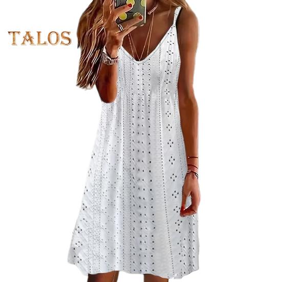 

Женское летнее платье с V-образным вырезом без рукавов с открытой спиной, однотонная аппликация, дышащий большой подол, отпускной сарафан, пляжное мини-платье M белый