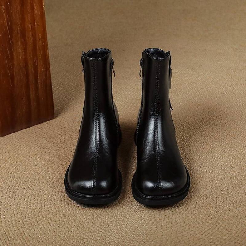 New medium heel large size women's fashion boots thick-soled non-slip square heel women's boots autumn and winter side zipper medium boots women's