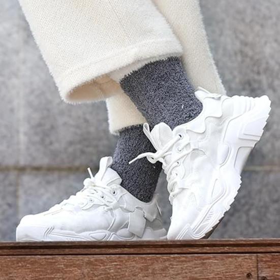 6 párů zimních ponožek silné mikrovlákno mix barev středně vysoké US 6-10 protiskluzové vysoká elasticita udrží teplo nadýchané spací ponožky