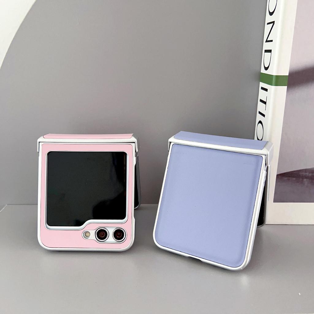 Samsung Z Flip 7 Metallic Morandi Leather Texture Protective Case