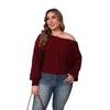 Women's Sexy One-length Off-shoulder Irregular Top Bat Sleeve Loose Pullover Sweater Women