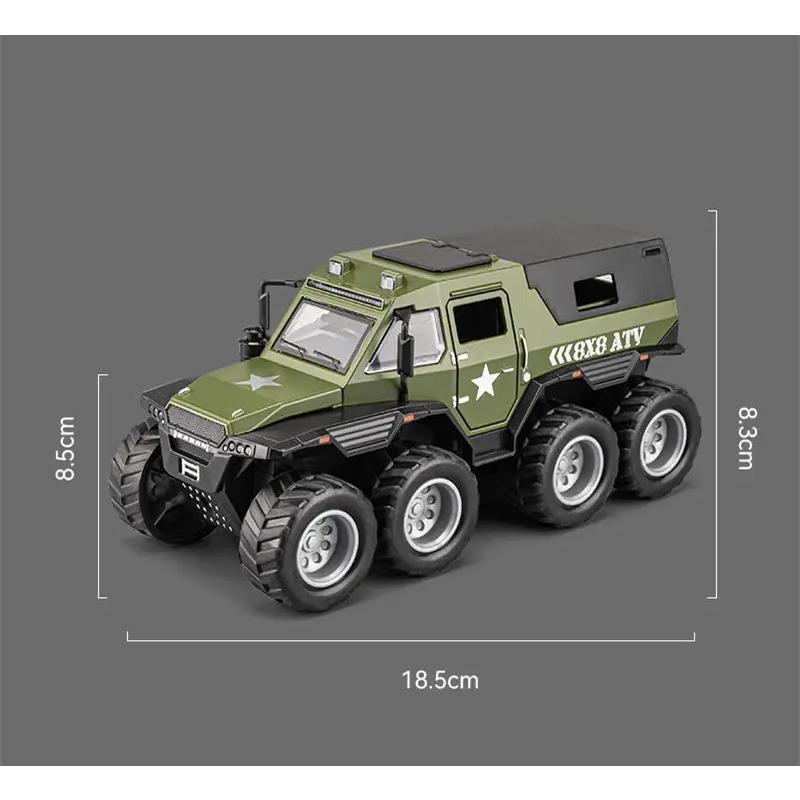 1/32 Siberia Conqueror Shaman 8*8 Tyre Alloy Car Model Diecast Metal Toy Police Off-road Vehicle Car Model Sound Light Kids Gift