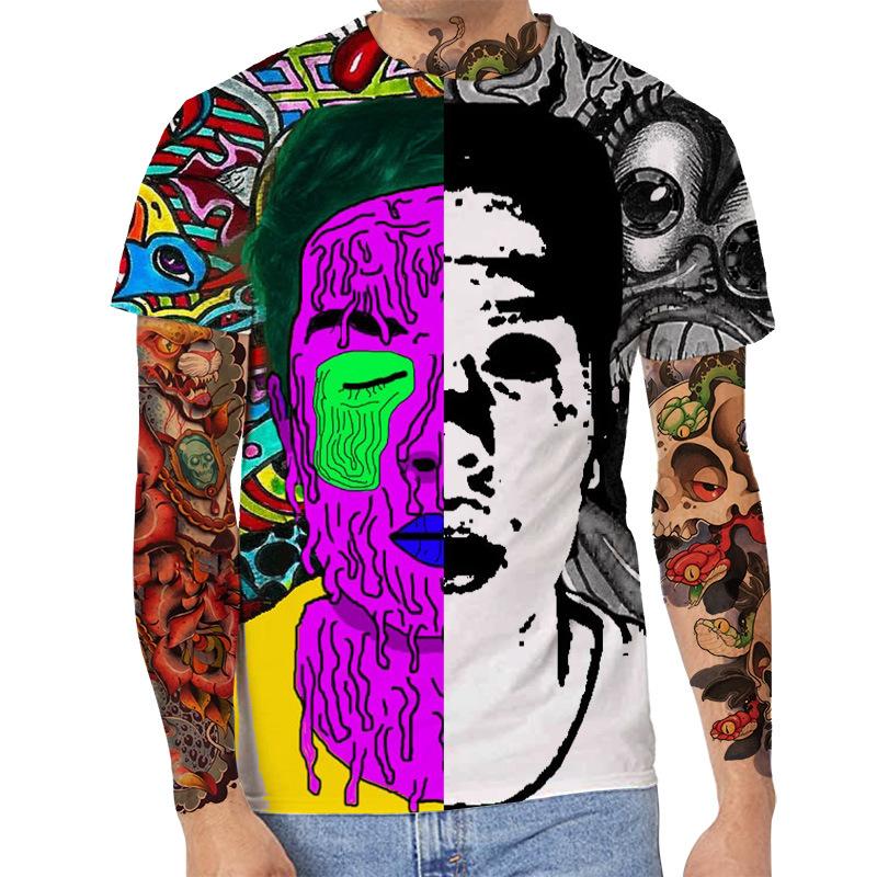 Summer Round Neck 3D Art Print Top Fashionable Casual Short Sleeved Men's T-shirts