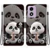 Handmade PU Leather Flip Case for Motorola Moto G04s / Moto E14 Anti-Slip Shockproof Cover with Wrist Strap & Heart/Rose Cat Designs