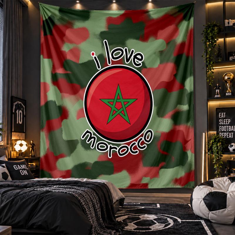 Wall Hanging Tapestry Morocco Football Print Cloth for Living Room Bedroom Home Decor