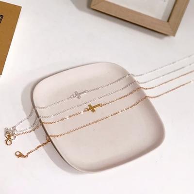 Women's Cross Point Mask Chain Layered Necklace