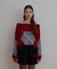 ODER Argyle Off-Shoulder Wool Pullover - Red