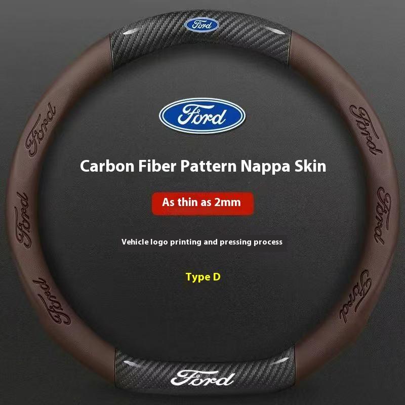 Car 3D Embossing Carbon Fiber Steering Wheel Cover Ford Mondeo F150 Fusion Mustang EXPLORER ESCAPE EDGE Fiesta Focus Kuga Ranger