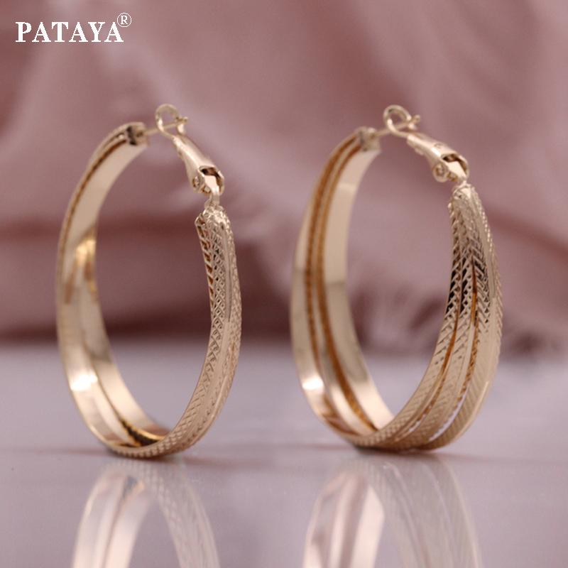 

PATAYA Уникальные женские серьги двух размеров, ручная работа, классические серьги-кольца, переплетенные из нескольких проволок 34