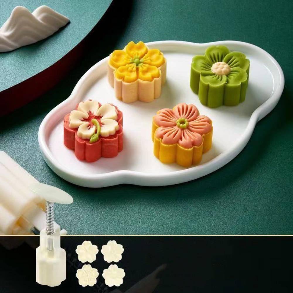 Flower-shaped Cookie Stamp Mould 3D Pastry Making Tools Bakeware Mooncake Mold  Kitchen DIY