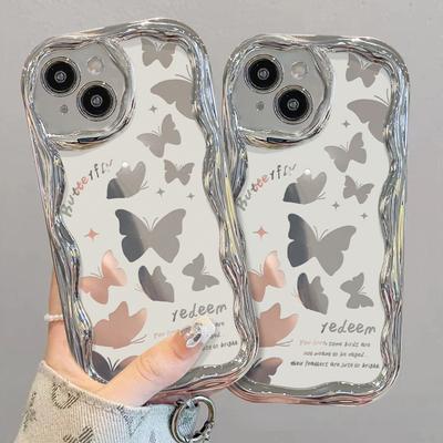 Hollow Butterfly Chain Suitable for Apple 15promax Mobile Phone Case Iphone13 Electroplated Silver 12/11 Silicone 7/8