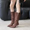 2025 Autumn and Winter New European and American Suede Pointed Heel High Heel Temperament French Fashion Sexy Beautiful Women Boots