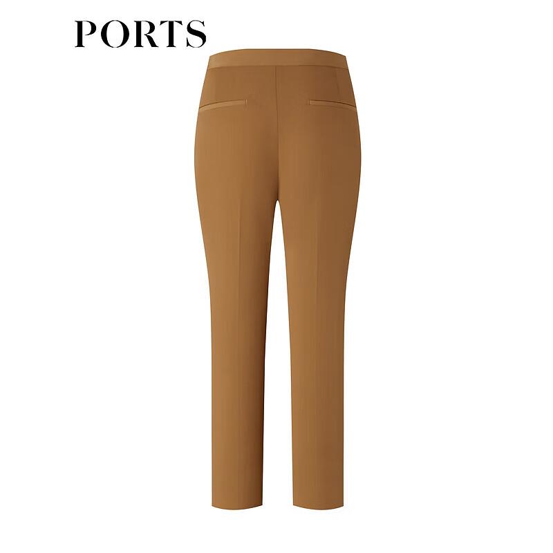 PORTS Women's Amber Brown Simple Casual Slim-Fit Cropped Pants