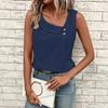 2026 New Women's Casual Slant Collar Sleeveless Regular Pullover Multicolor Women's Tops T-Shirt
