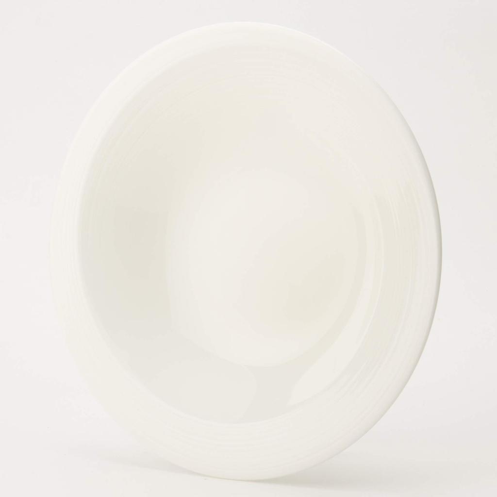 NARUMI Esprit Plate, 23cm, White, Simple and Stylish, Relief Design, Deep Soup Plate, Microwave and Dishwasher Safe, Made In Japan, 50180-5304