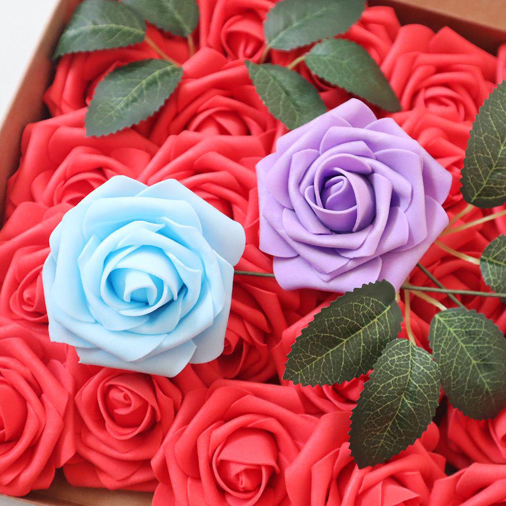 8cm Foam Rose Artificial Flower with Stem for Weddings and Valentine's Day