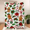 Merry Christmas Blanket Christmas Tree Gingerbread Man Red Flannel Blanket for New Year Christmas Gift for Family Nana Mon Dad