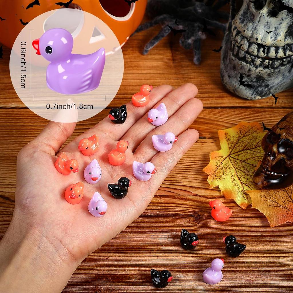 100/50Pc Halloween Mini Resin Ducks Tiny Duck Figurines For Micro Garden Landscape Potted Ornament Charms Diy Crafts Party Decor
