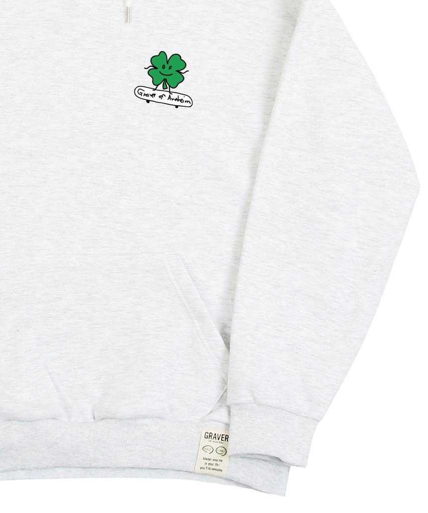 [Unisex] Clover Board Hoodie_Melange White