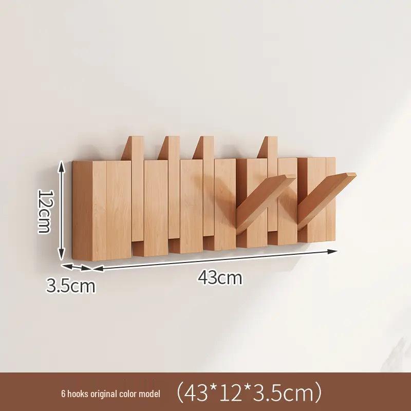 Solid Wood Wall-Mounted Piano Coat Rack with Entryway and Bedroom Hooks