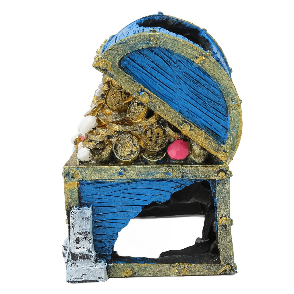 Aquarium Treasure Chest Ornament Resin Treasure Chest Box Hideaway for Fish Tank Landscape