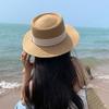 Wide Brim Straw Woven Hat Flat Brim Women's Sun Hat Retro Sunscreen Bucket Hat  Ladies