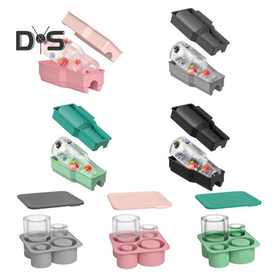 Silicone Ice Cube Tray for 20-40 Oz Tumbler Hollow Cylinder Design Ice Mold with Lid BPA-Free Reusable Ice Cube Maker for Cup H2.0