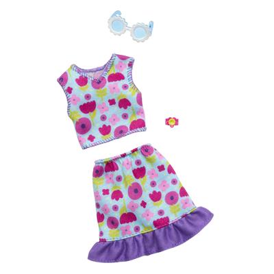 Barbie Mode-Pack Blumen-Set, Verkleidungs-Puppenhaus mit Kleidung und Zubehör, Rollenspiel für Kinder ab 3 Jahren, Rosa, HRH39