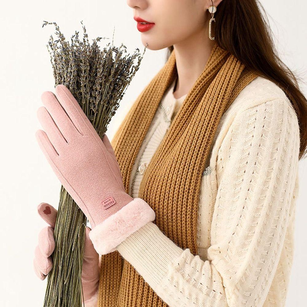 Velvet Plush Gloves Thick Women Mittens All-Match Winter Gloves  Autumn