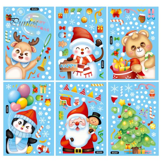 203 Stück Weihnachts-Fensterbilder Selbstklebend – Mit Elch, Schneemann & Rentier (6 Bögen, 20x30 Cm)