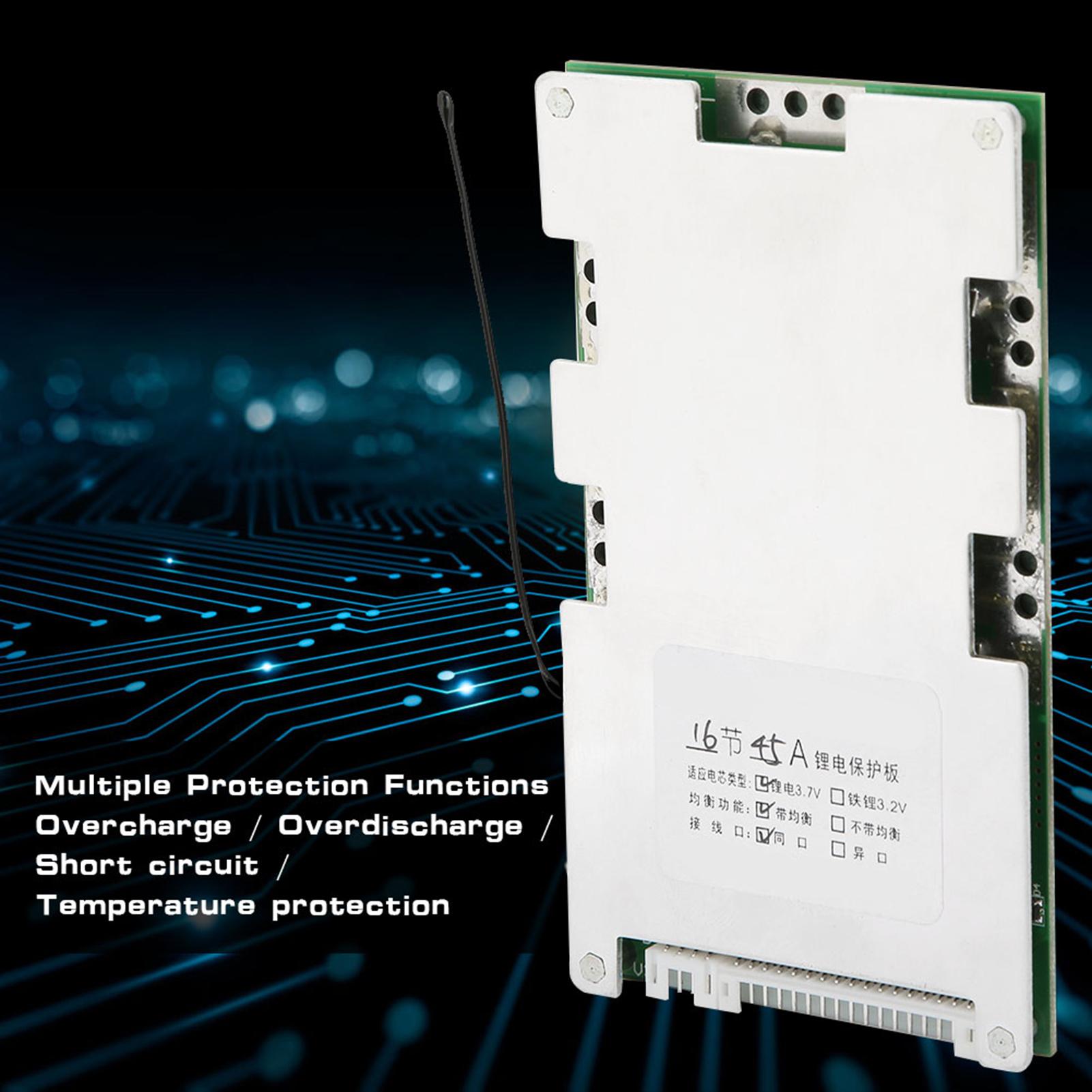 

Плата захисту від зарядки літієвої батареї 16S 45A BMS PCB із балансовою зарядкою