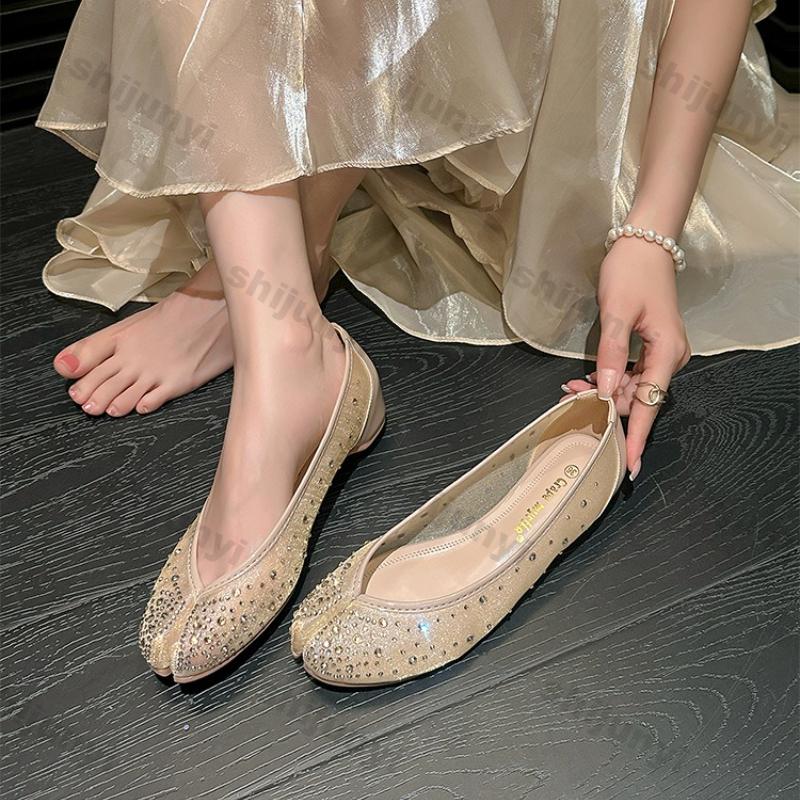 Fashion Women's Rhinestone Sandals 2025 Summer New Breathable Comfortable Casual Shoes Fashion Lightweight Slip On Mary Jane Tabis Shoes