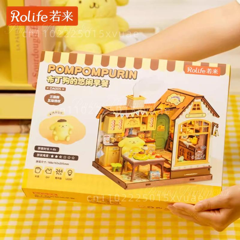 Rolife Building Blocks Pompompurin Diy Miniature Breakfast House Handmade Assembly Toys Desktop Decoration Models Gifts