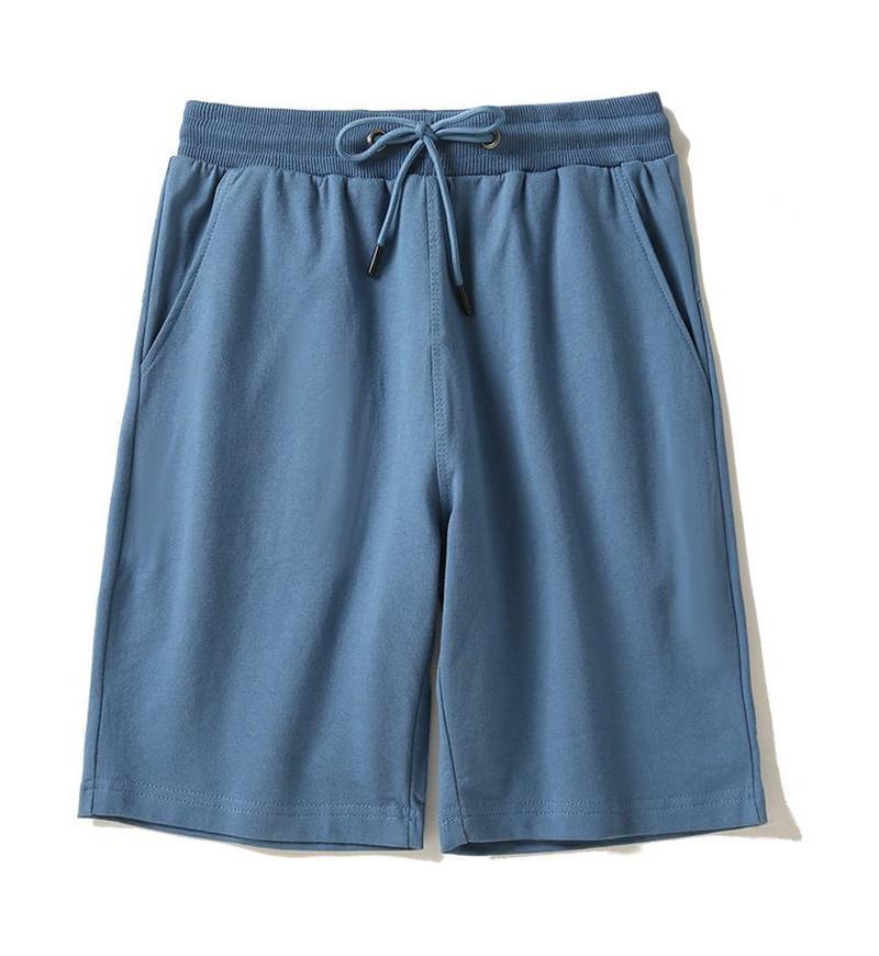 

Men s Casual Loose Fit Summer Cotton Shorts, 260g Hong Kong Style, Slimming Drawstring Sports Design M синій
