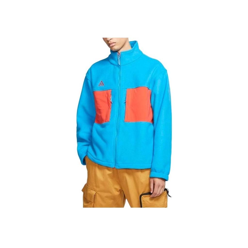 Nike Color Block Logo Stand Collar Zip Long Sleeve Jacket Men jackets Blue BQ7198-411