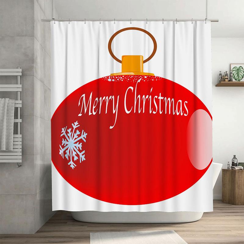

Tuniu Festive Red Christmas Tree Ornament Bathroom Shower Curtain Holiday Decor Waterproof Fun Cute Xmas Party Supplies Home Tex W60H190(CM)-1 Pcs