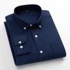 Men's Long-Sleeve Oxford Cotton Shirt - Breathable, Solid Color for Casual or Daily Wear