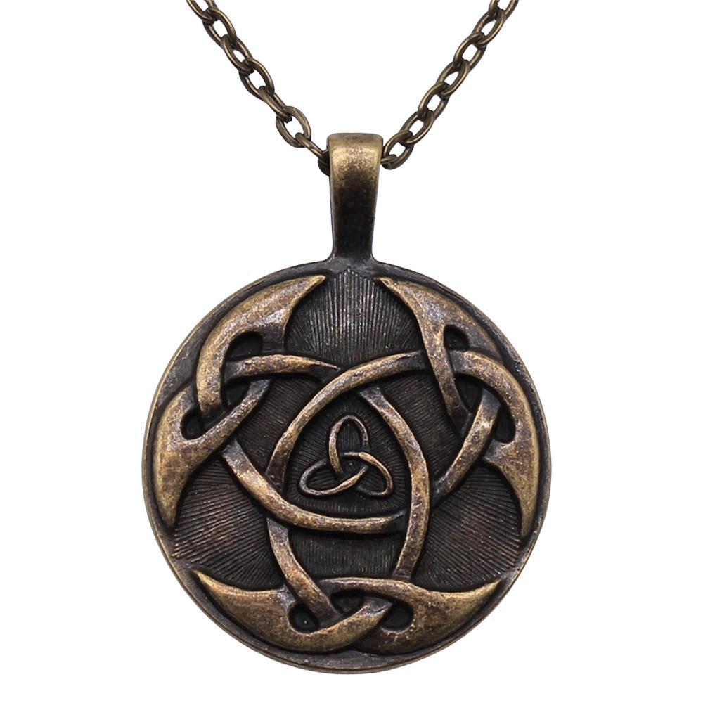 Collana Ciondolo Nodo Celtico Triquetra Stella di Davide Pendente Gioielli Vintage Boho Catena 43cm